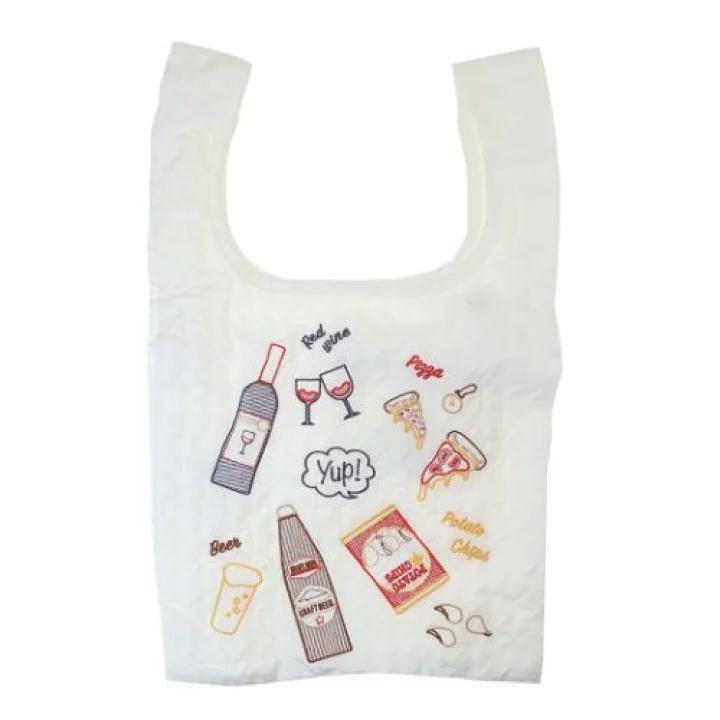 JP 超可愛派對款皺紋收納環保袋 白 0078