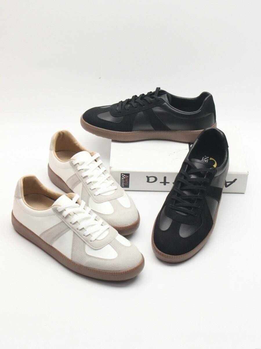 麂皮拼接皮革休閒鞋