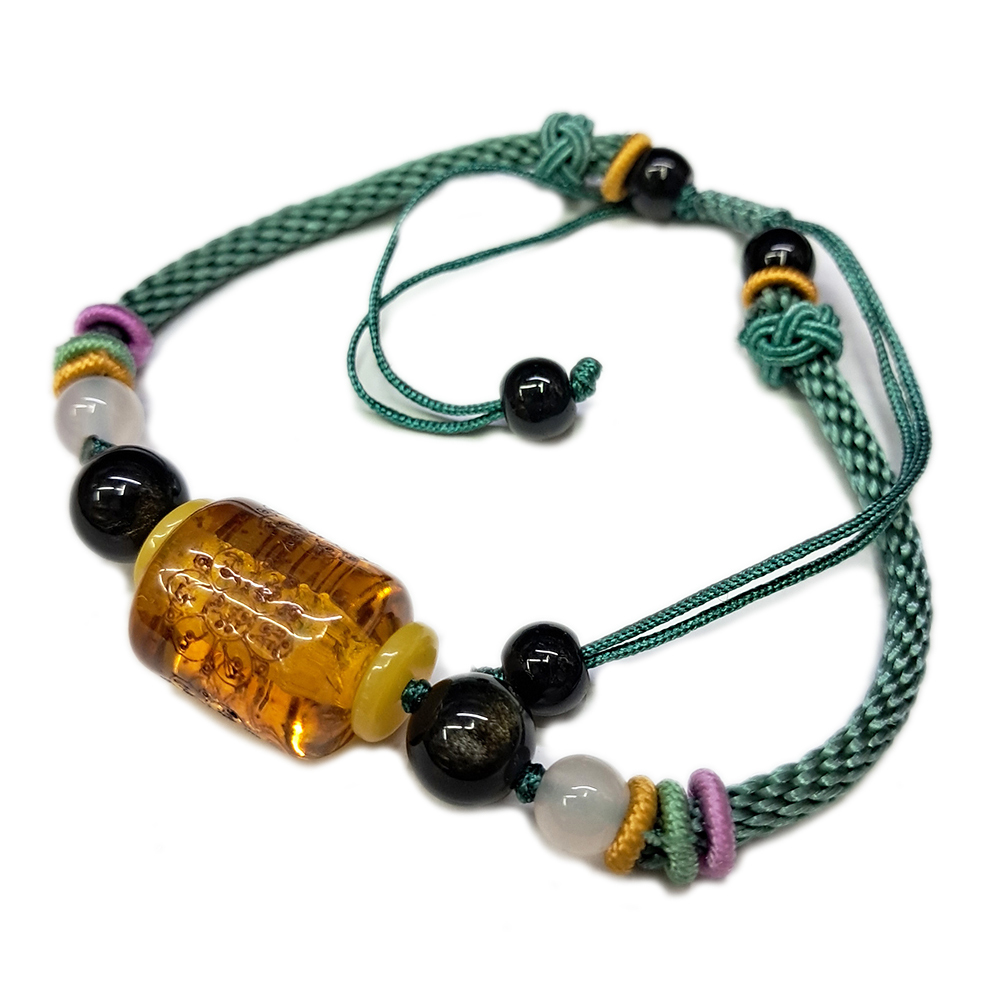 六字真言{琥珀}中國結手鍊【十方】151564