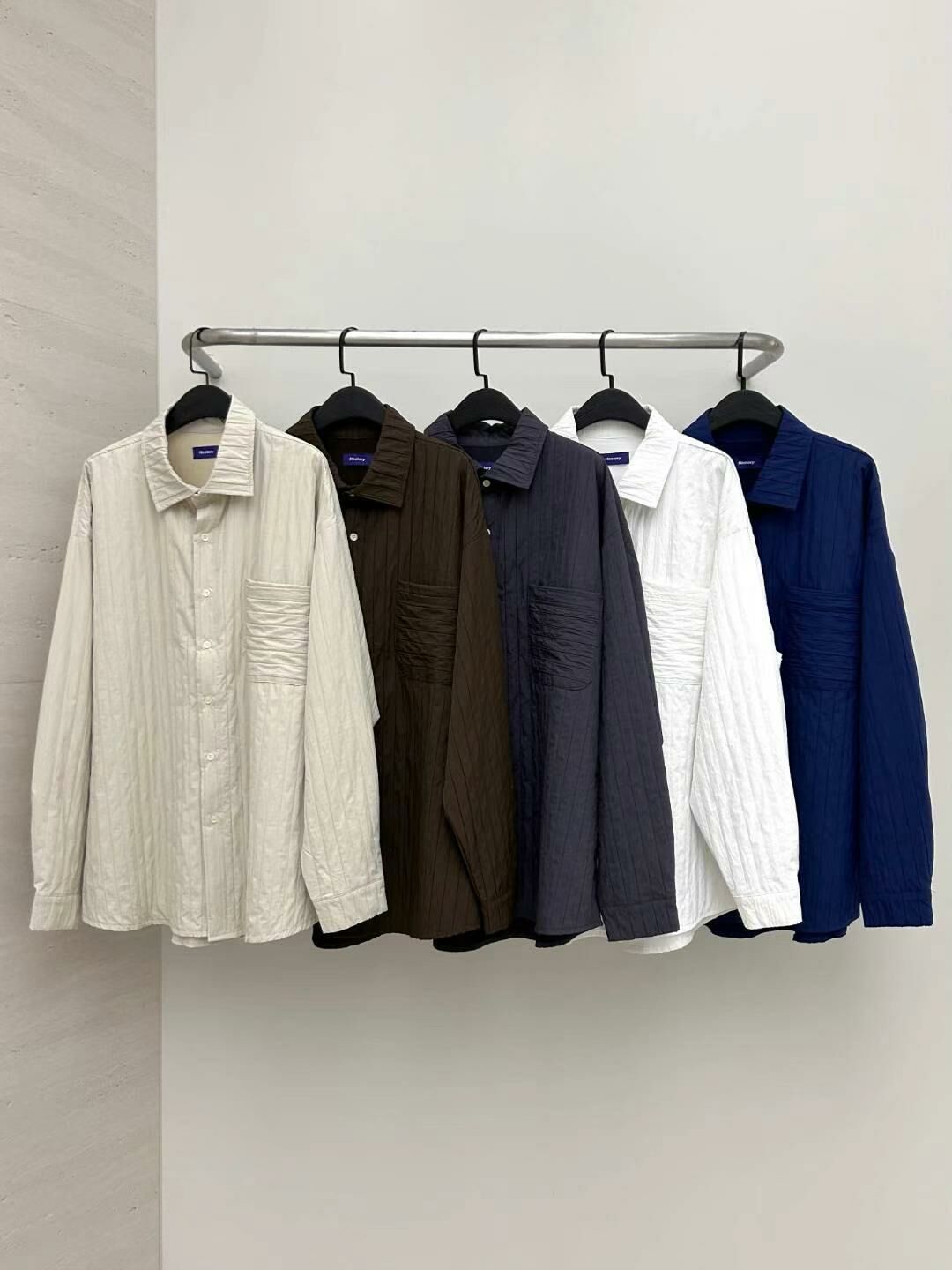 淨色暗紋長袖恤衫 Hestory-050S