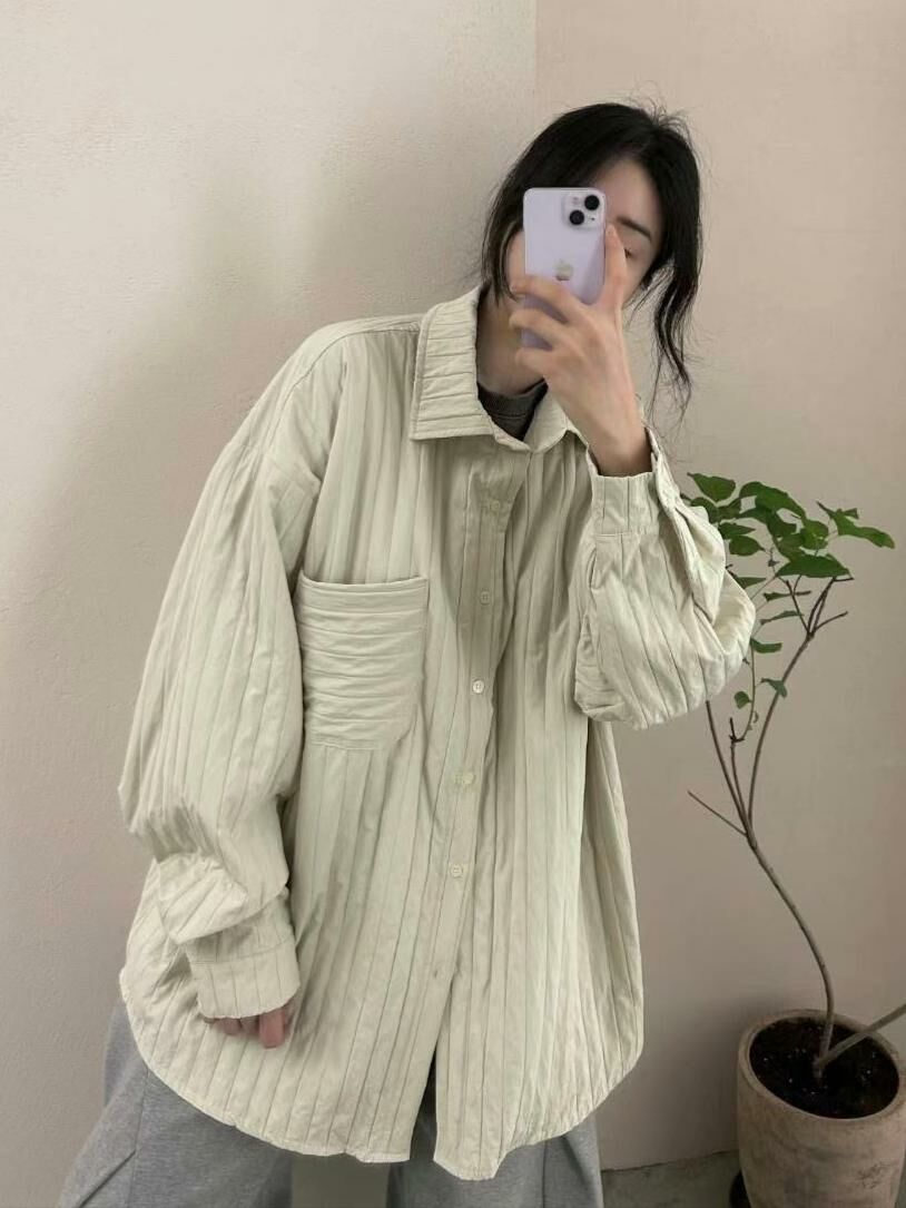 淨色暗紋長袖恤衫 Hestory-050S