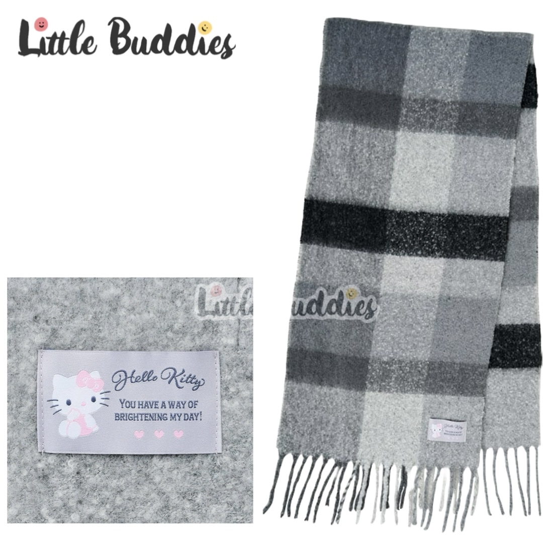 日本 Sanrio 溫暖系列 - 格仔款流蘇頸巾