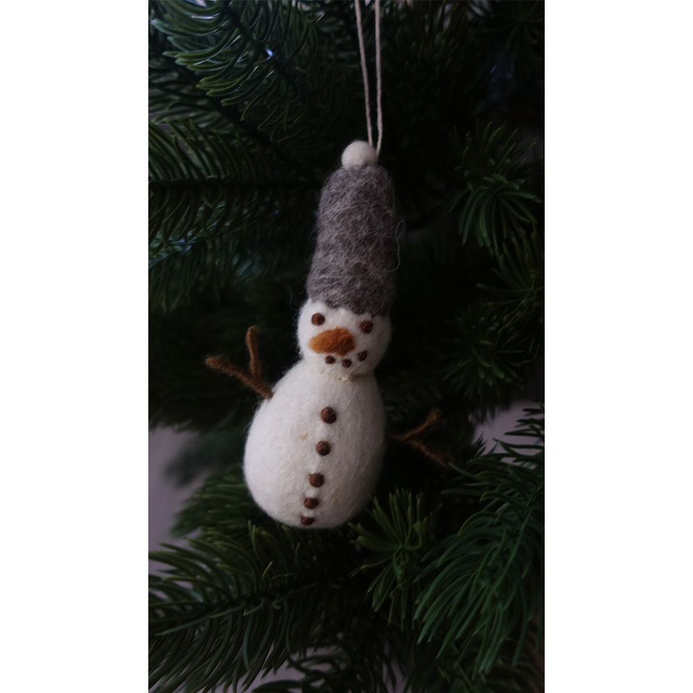 丹麥Gry&Sif 聖誕掛飾-Snowman w/Grey Hat(8485676)