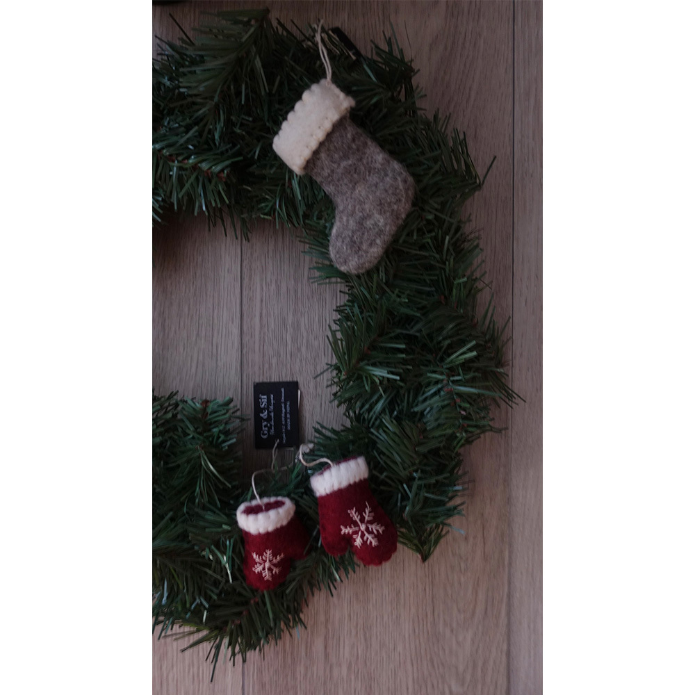 丹麥Gry&Sif 聖誕掛飾-Mittens-Red(11624)