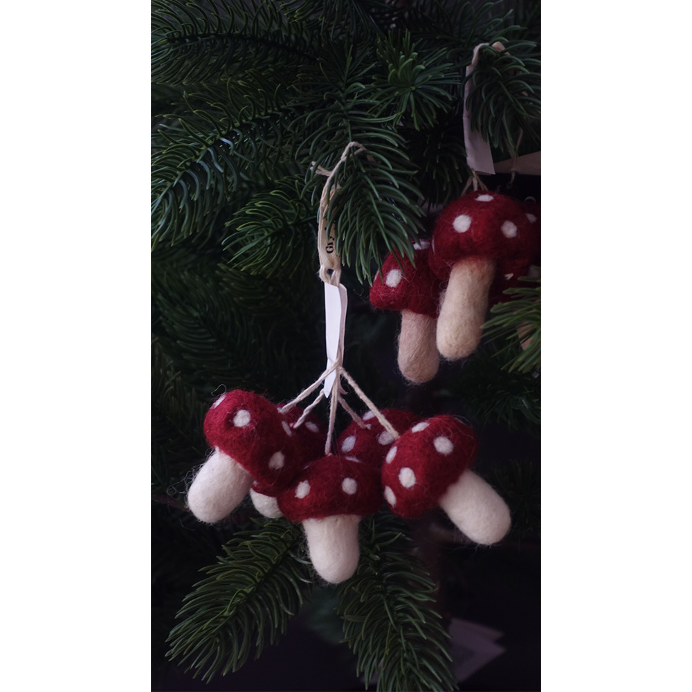 丹麥Gry&Sif 聖誕掛飾-Natural Mushrooms Red(11224)