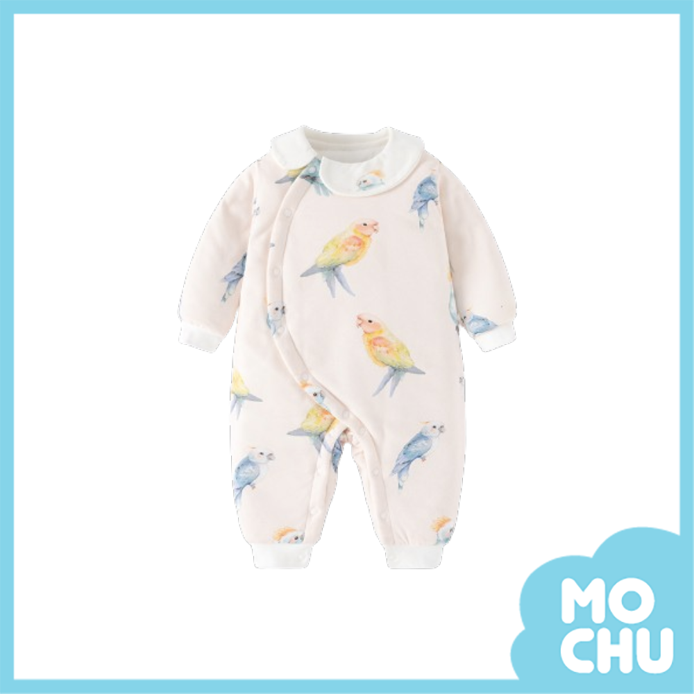 七彩鸚鵡翻領加棉連身衣