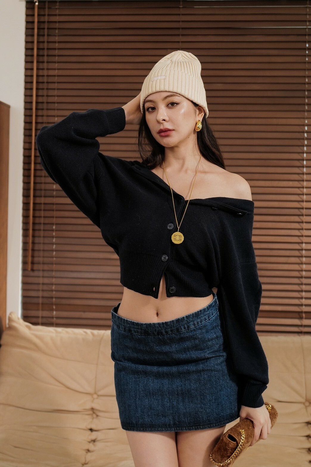 必備羊毛排釦外套_AMISSA（深藍）