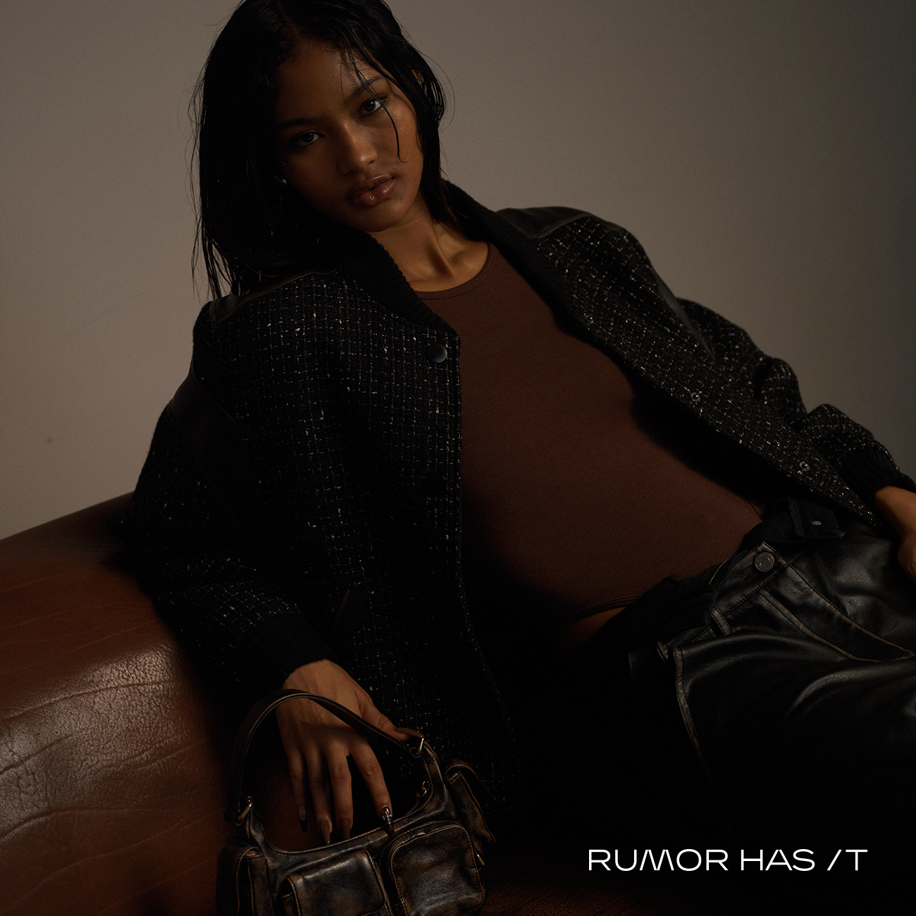 Tweed Leather Varsity Jacket