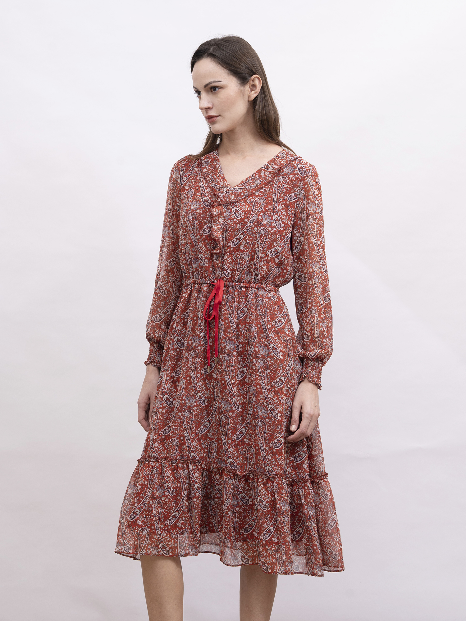 mi-tu 印花V領連身裙