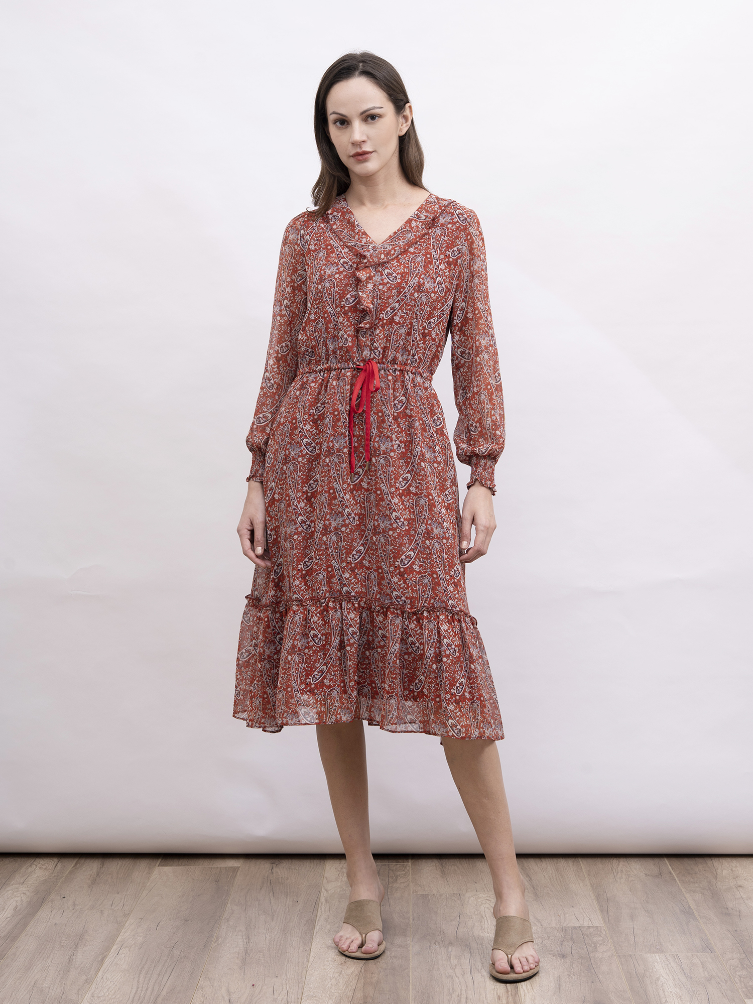 mi-tu 印花V領連身裙