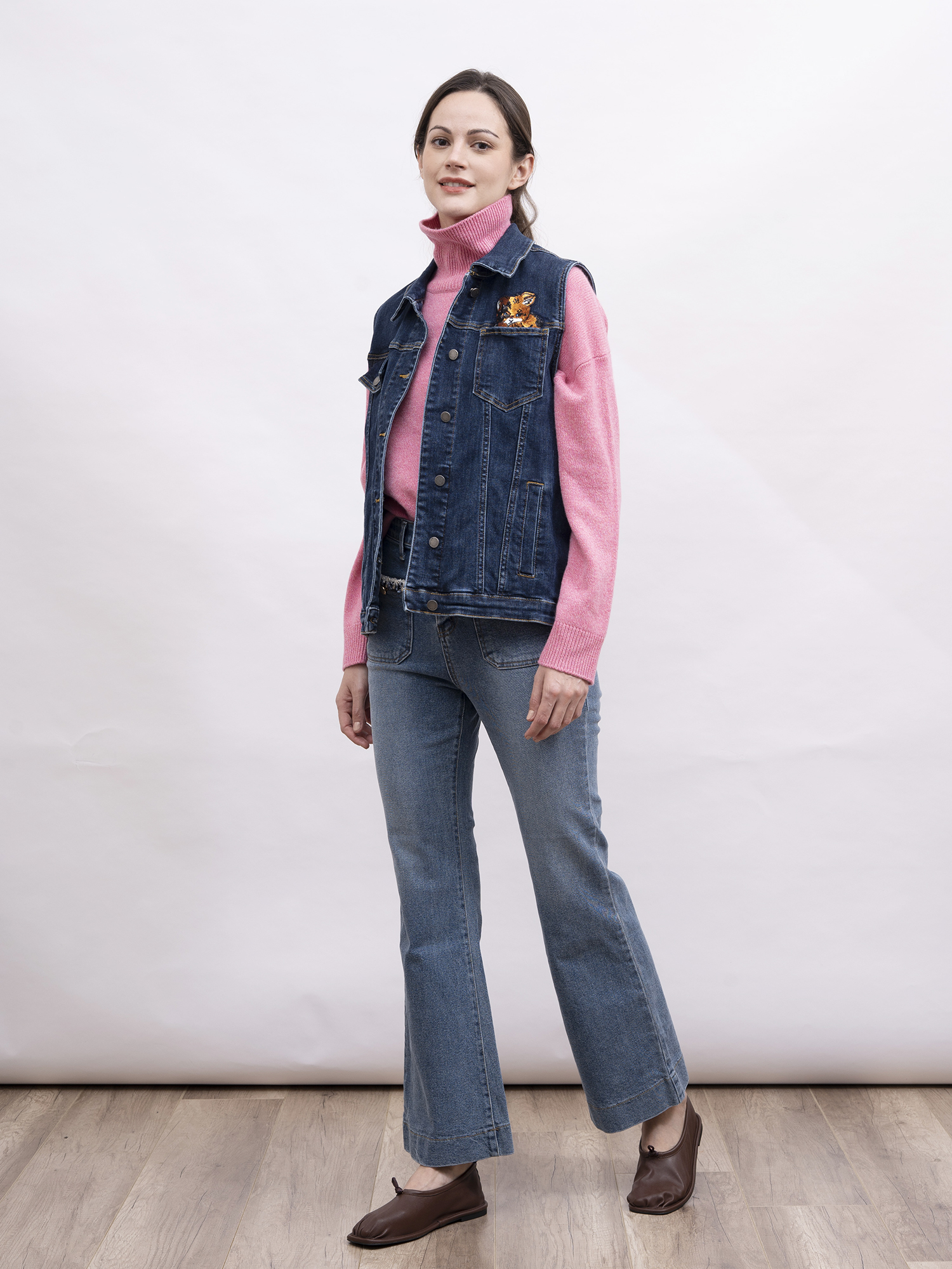 mi-tu 小貓珠片牛仔背心外套