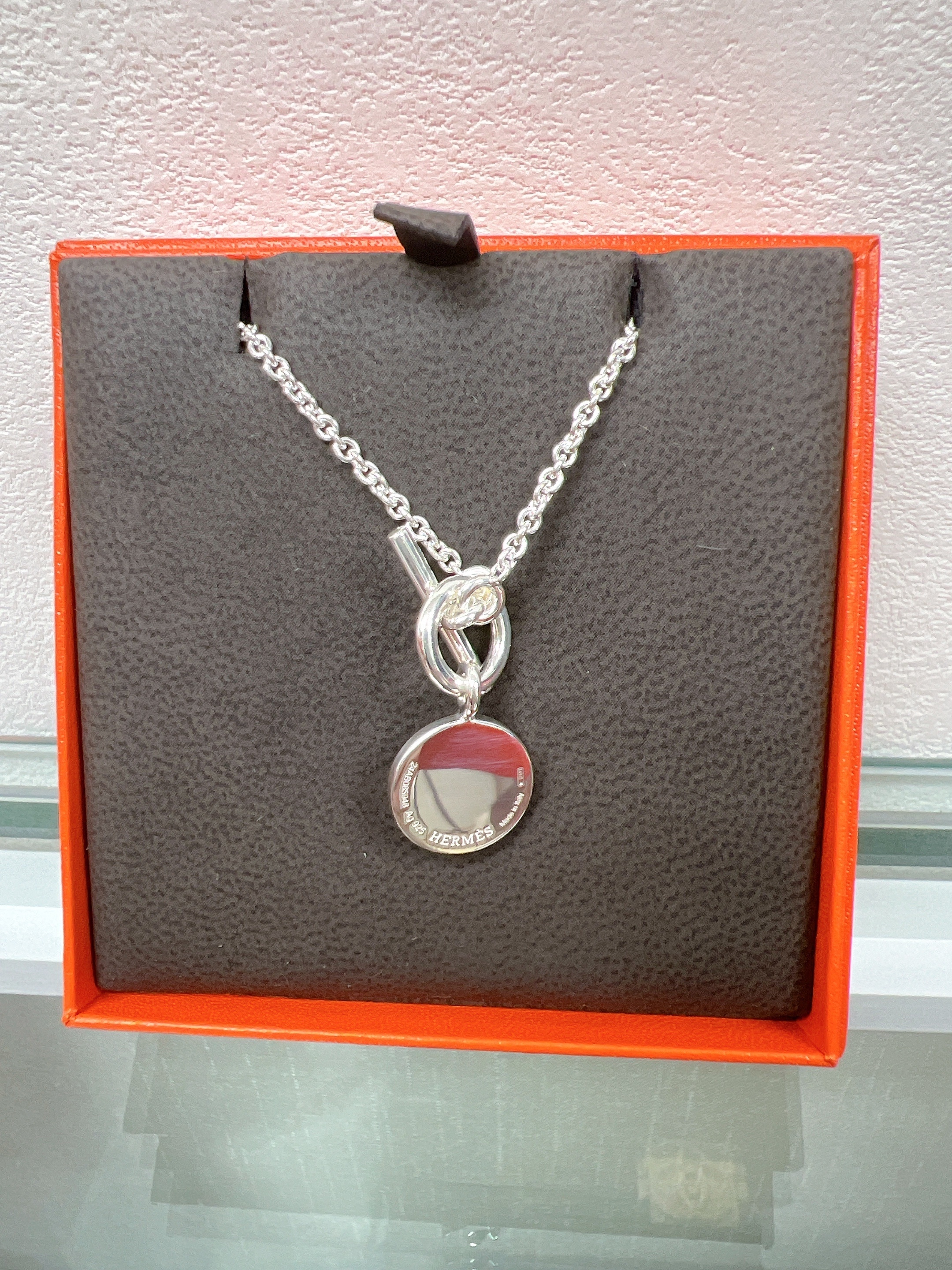 *Unused* Hermes ex-libris pendant necklace silver