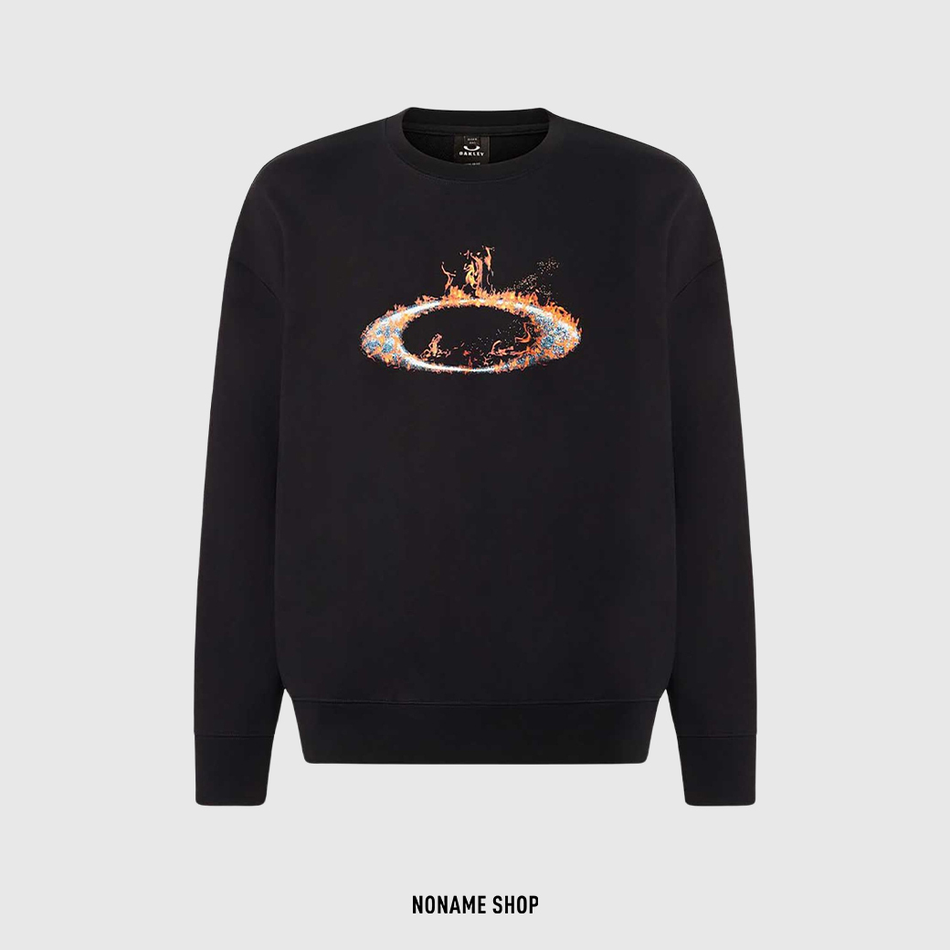 OAKLEY 歐克利 MTL SOLAR SWEATSHIRT 圓領 火焰 LOGO 長袖 黑色 (男款)