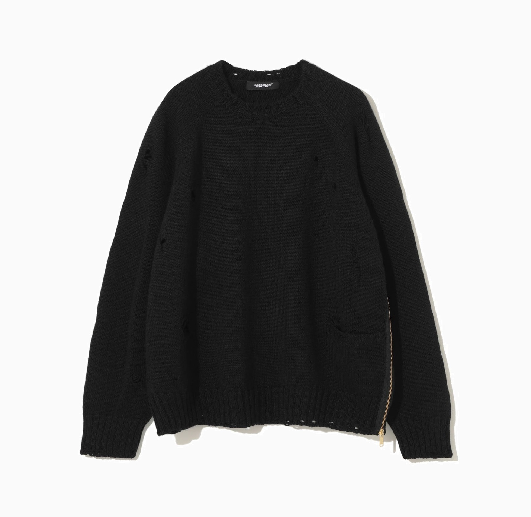 UNDERCOVER DAMAGED ZIP WOOL KNIT SWEATER (UC2D9904) - BLACK PRE ORDER ITEM (預訂中)