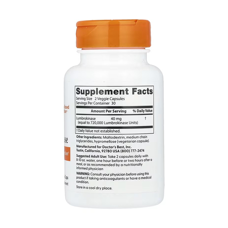 Doctor's Best Lumbrokinase 40mg  60 Veggie Caps