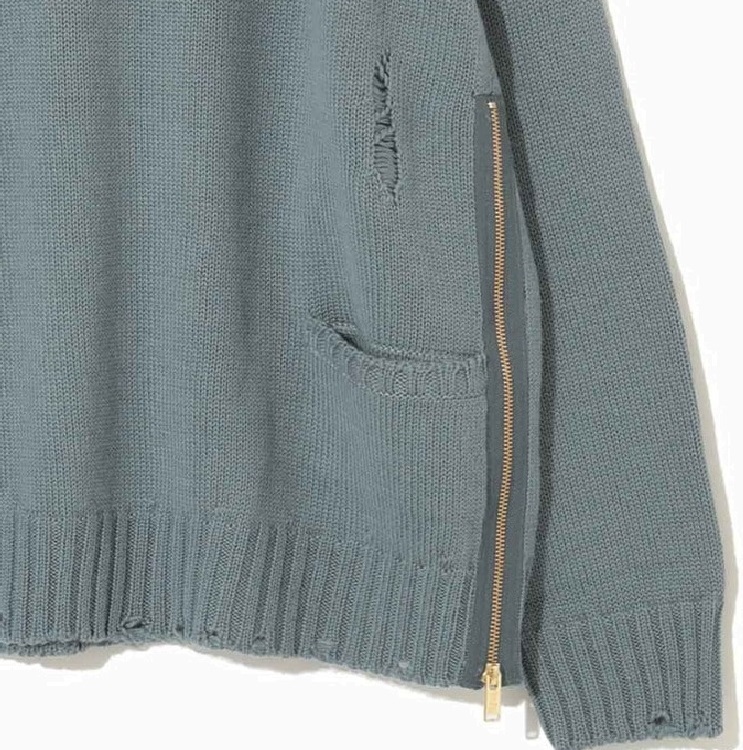 UNDERCOVER DAMAGED ZIP WOOL KNIT SWEATER (UC2D9904) - BLUE PRE ORDER ITEM (預訂中)