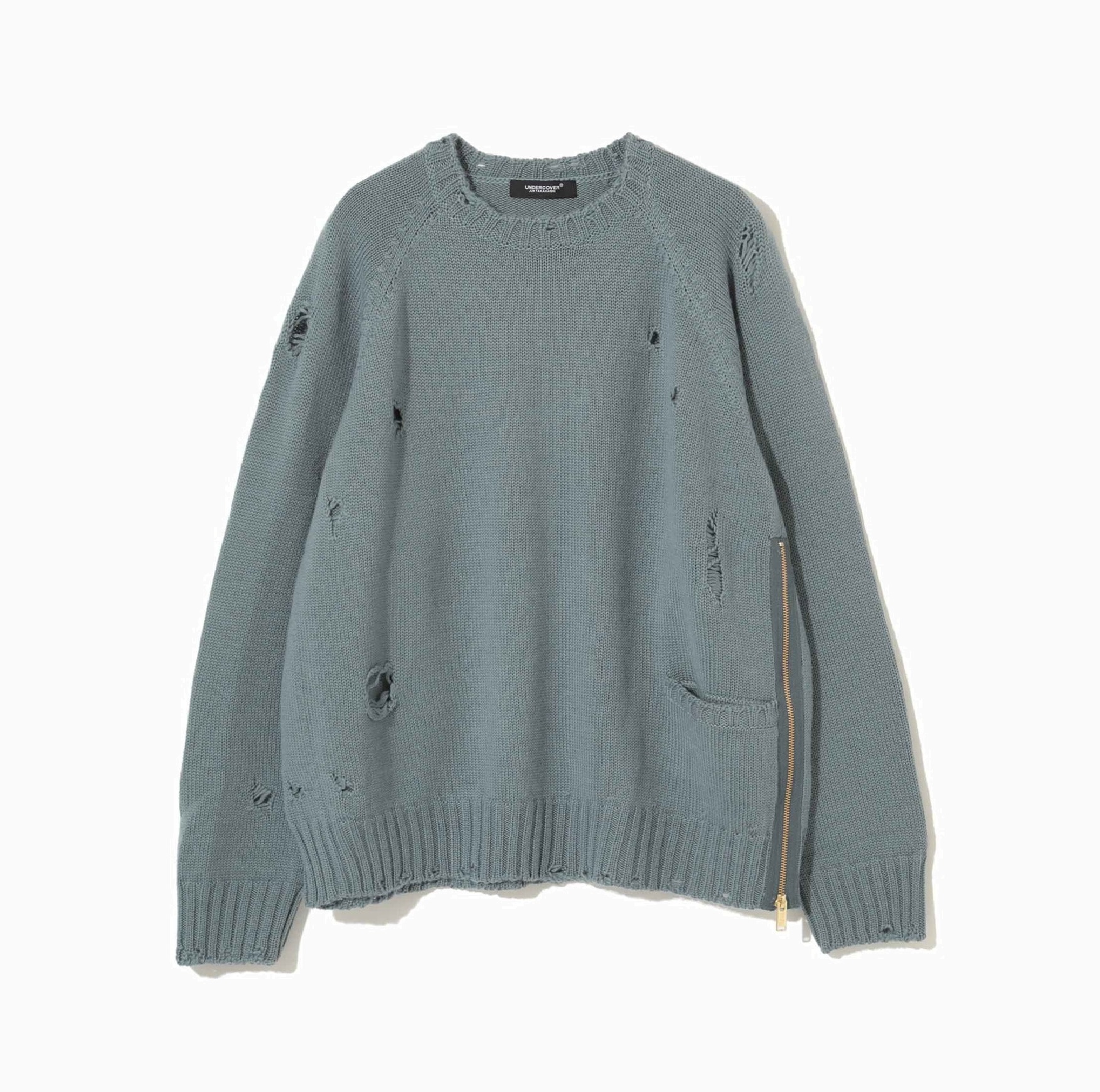 UNDERCOVER DAMAGED ZIP WOOL KNIT SWEATER (UC2D9904) - BLUE PRE ORDER ITEM (預訂中)