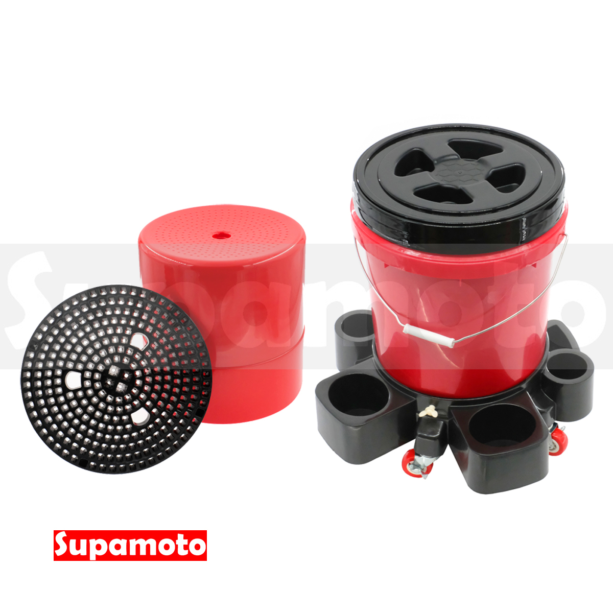 -Supamoto- 雙用 洗車桶 板凳 滑輪 過濾 滑輪底座 拖架 底座 移動式 美容 承重 移動 洗車 水桶