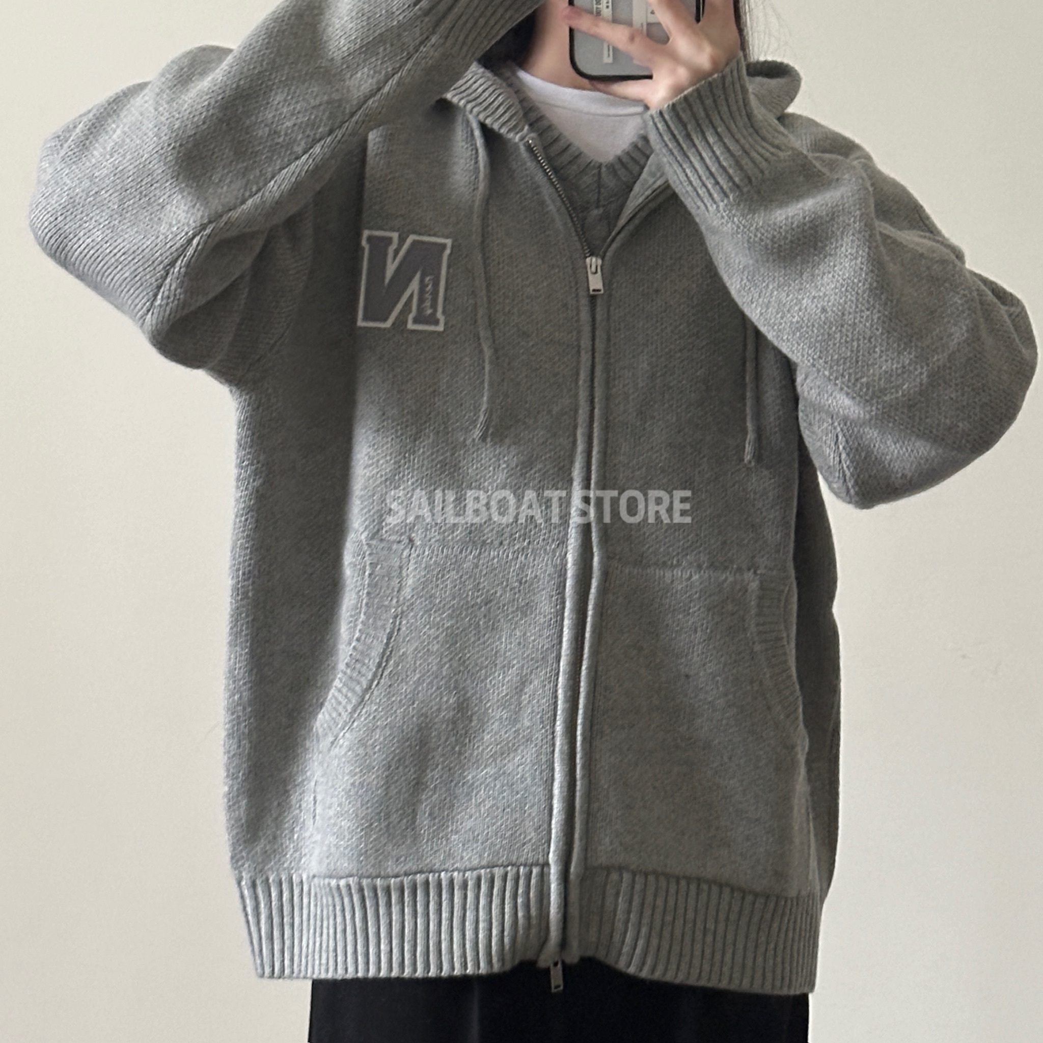 新春再特價!!! 現貨 NERDY 經典N款 羊毛混紡 連帽拉鍊毛衣