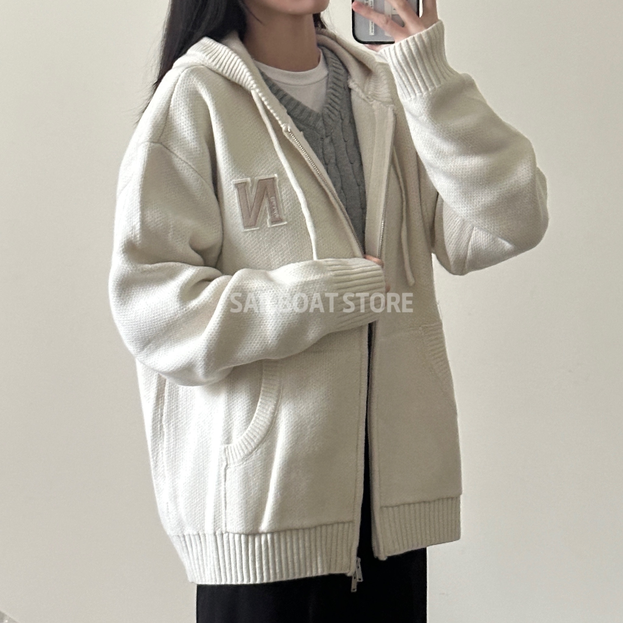 新春再特價!!! 現貨 NERDY 經典N款 羊毛混紡 連帽拉鍊毛衣