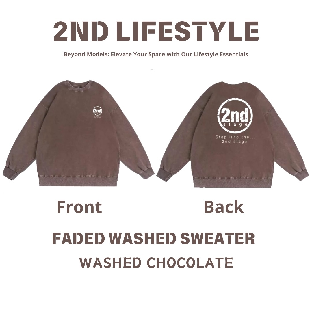 2nd Stage FADED WASHED SWEATER WASHED CHOCOLATE 洗水啡