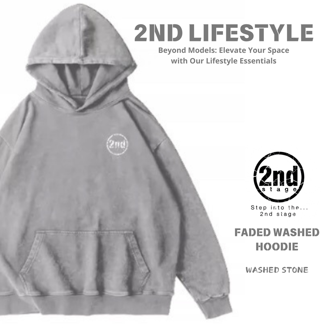 2nd Stage FADED WASHED HOODIE WASHED STONE 洗水灰