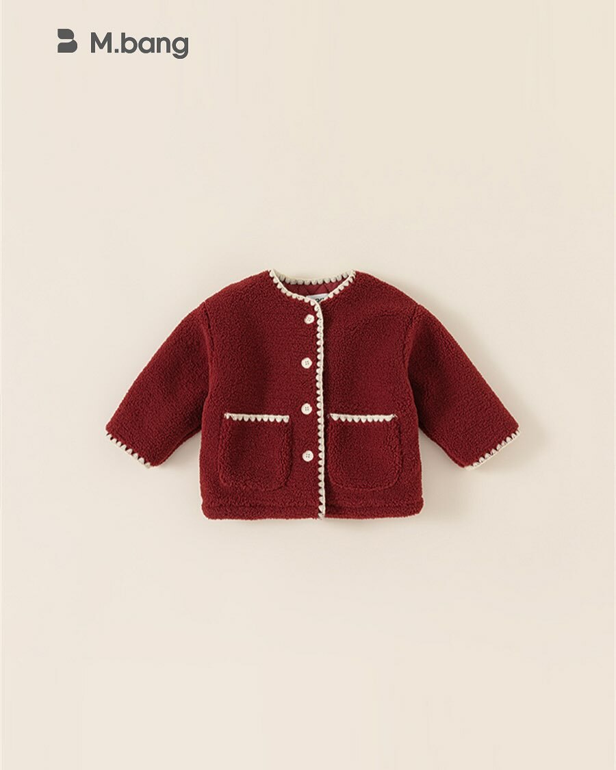 紅通通紅色滾邊/小香感夾棉外套