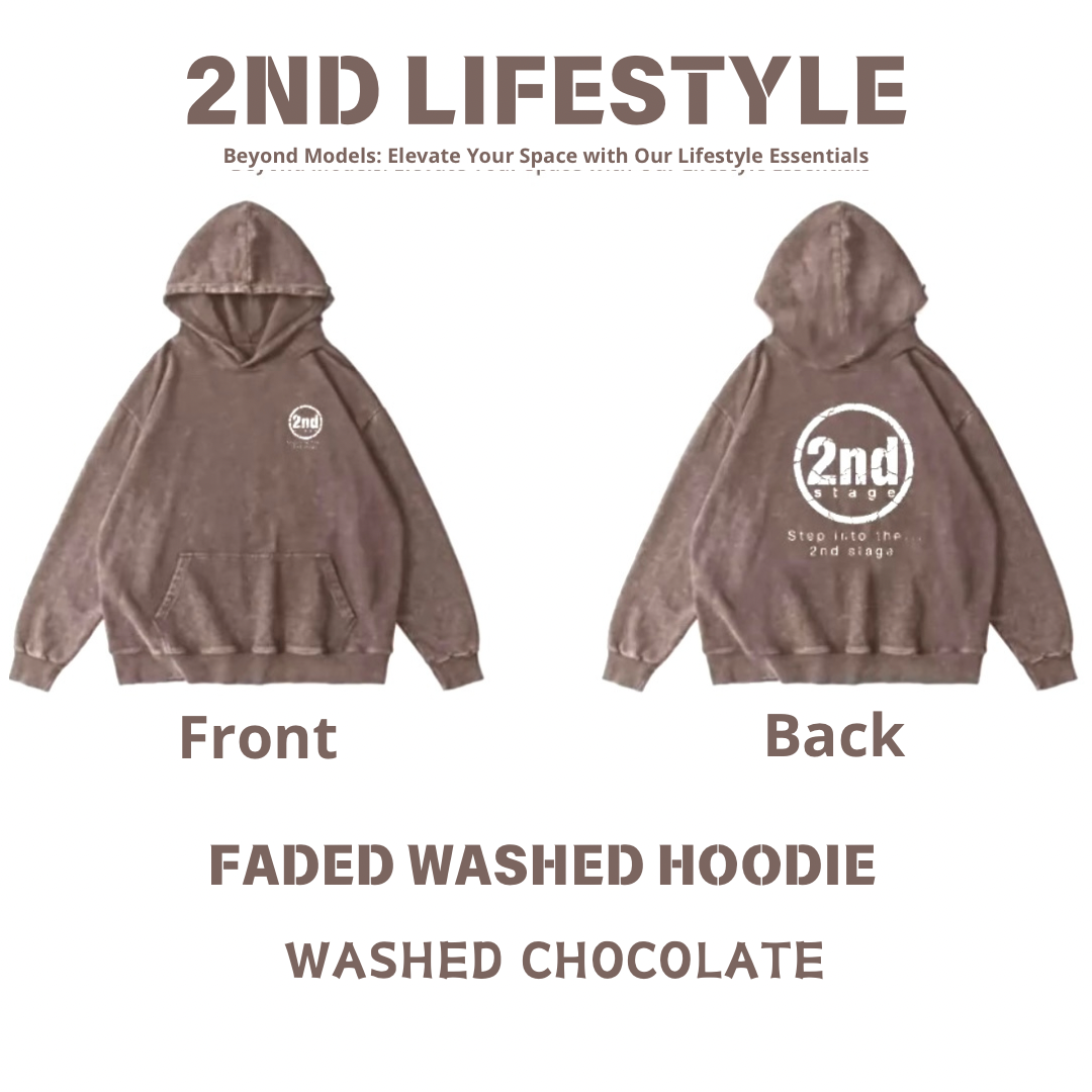 2nd Stage FADED WASHED HOODIE WASHED CHOCOLATE 洗水啡