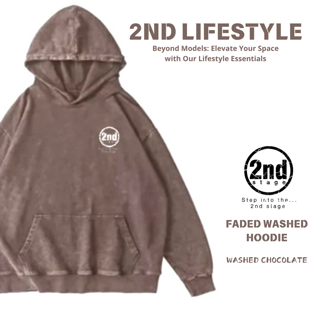 2nd Stage FADED WASHED HOODIE WASHED CHOCOLATE 洗水啡
