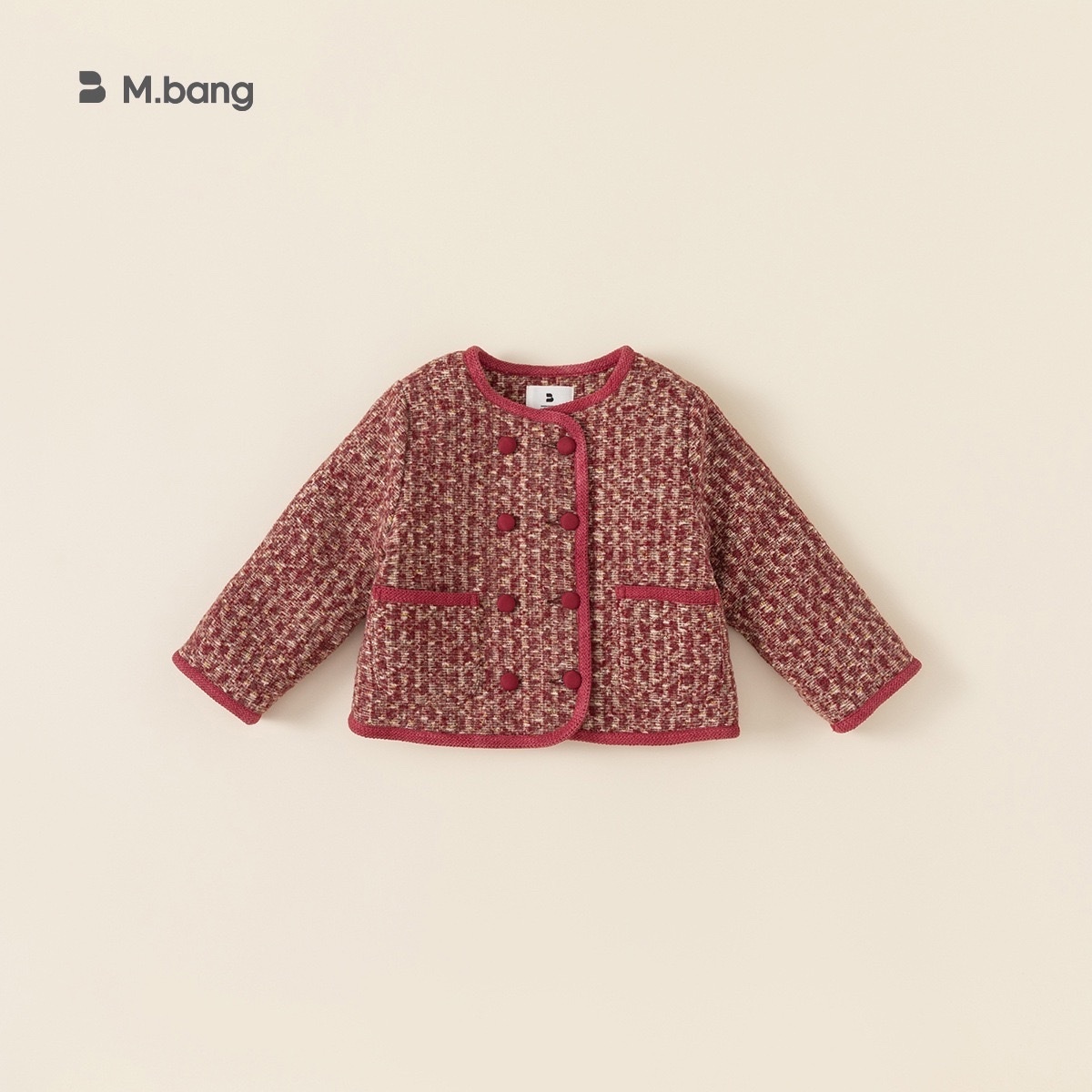 紅通通紅色滾邊/小香感夾棉外套