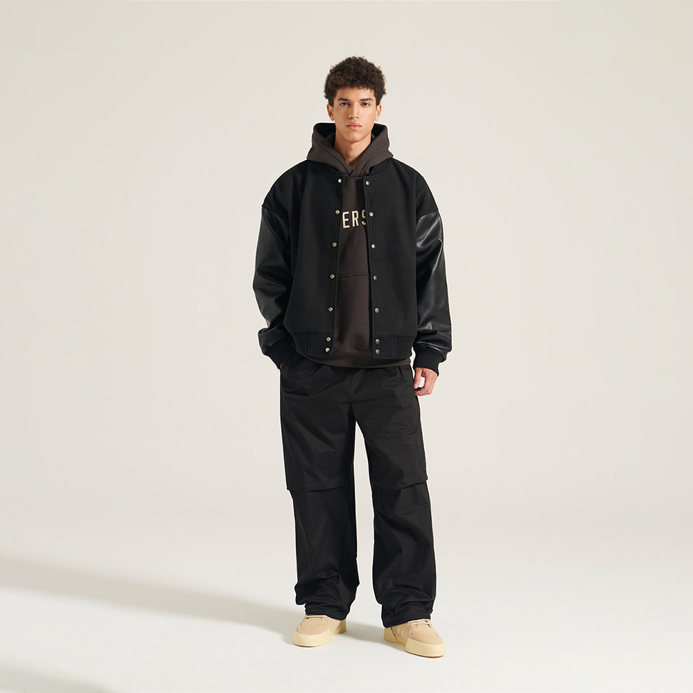 INNERSECT 三生萬物 FOG ESSENTIAL 24FW 皮革 異色 異材質 毛尼 拼接 教練外套 INN24FWTJK126*