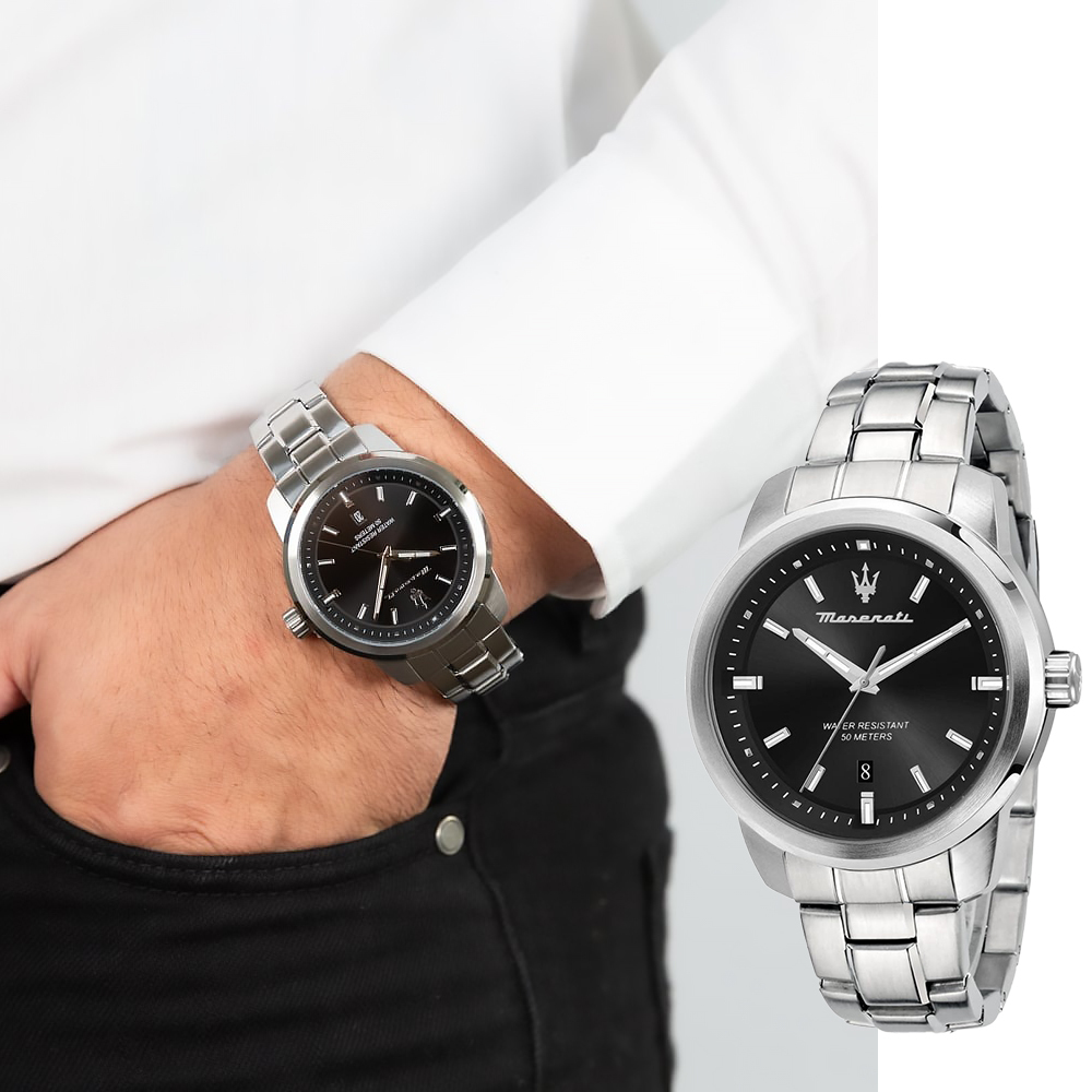 【MASERATI 瑪莎拉蒂】 Successo 輝煌成就系列 R8853121006 簡約 經典 日期顯示 夜光 石英 腕錶