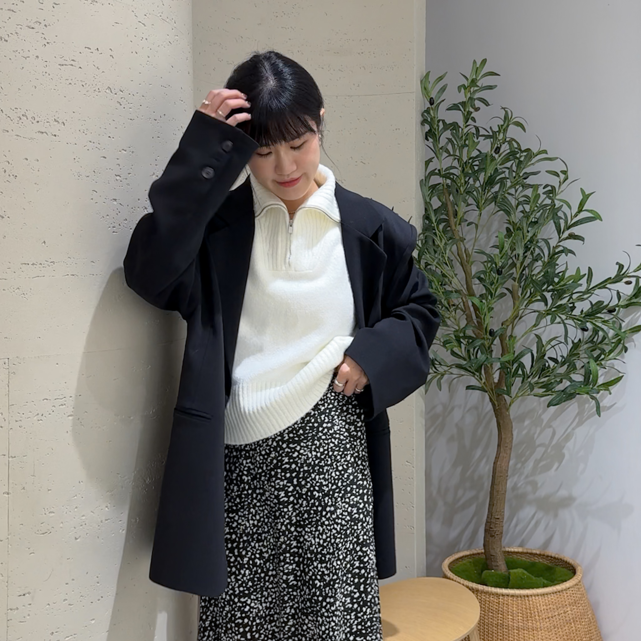 N23拉鍊羊毛脂料背心(白/架上陳列)