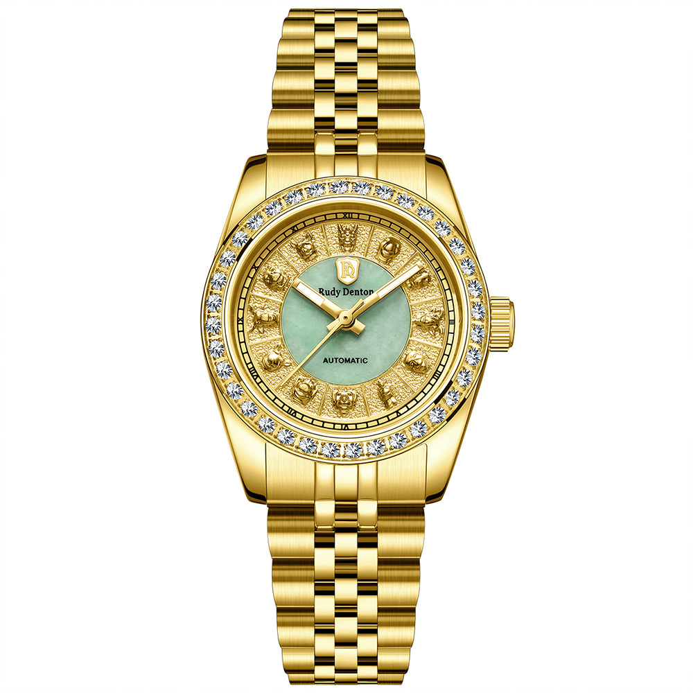 【RudyDenton 勞迪丹頓】 RDT-003-S01 立體12生肖錶盤 夜光 晶鑽錶圈 鏤空 不鏽鋼 機械 腕錶