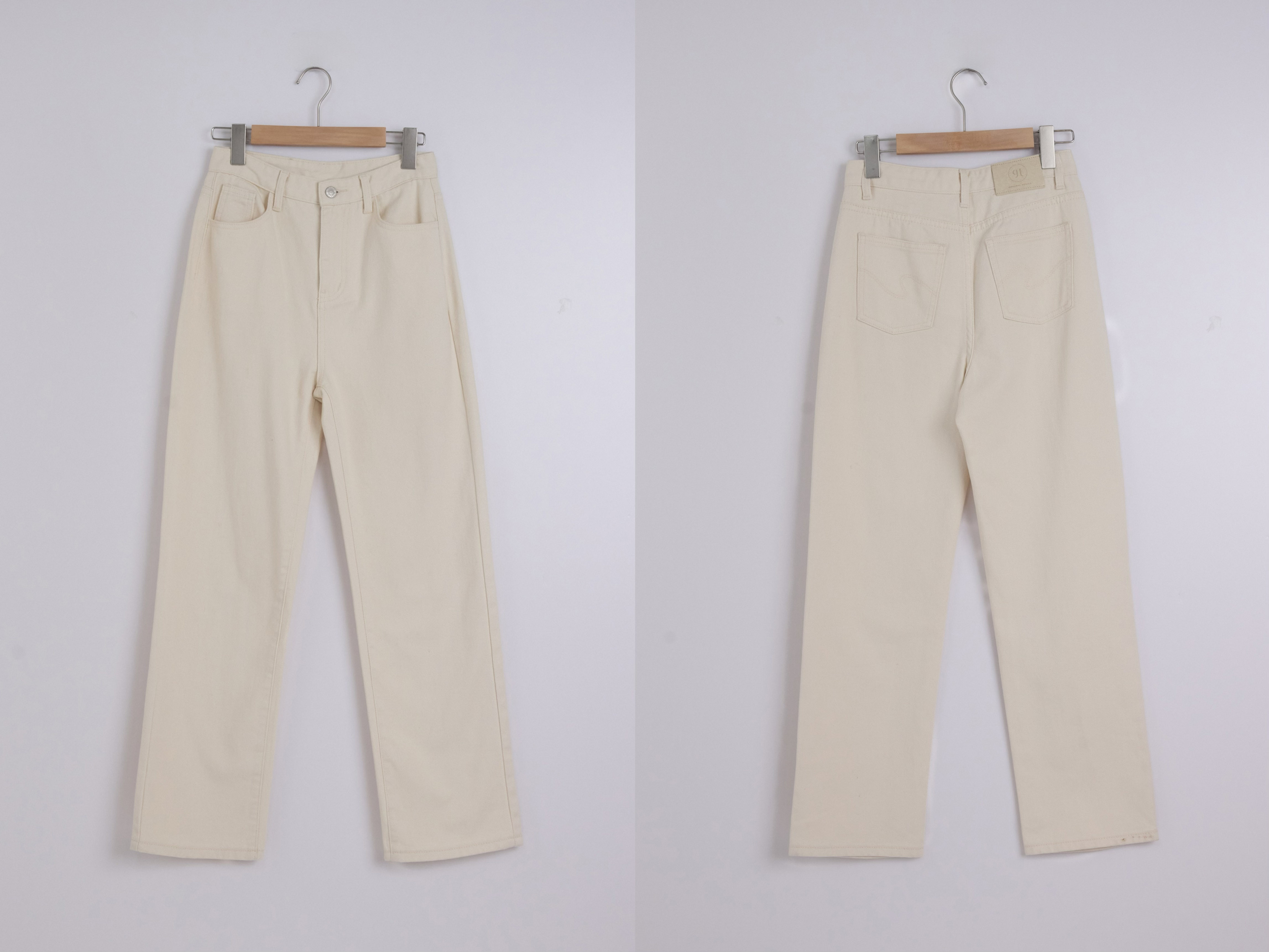 翹臀奶油直腿褲