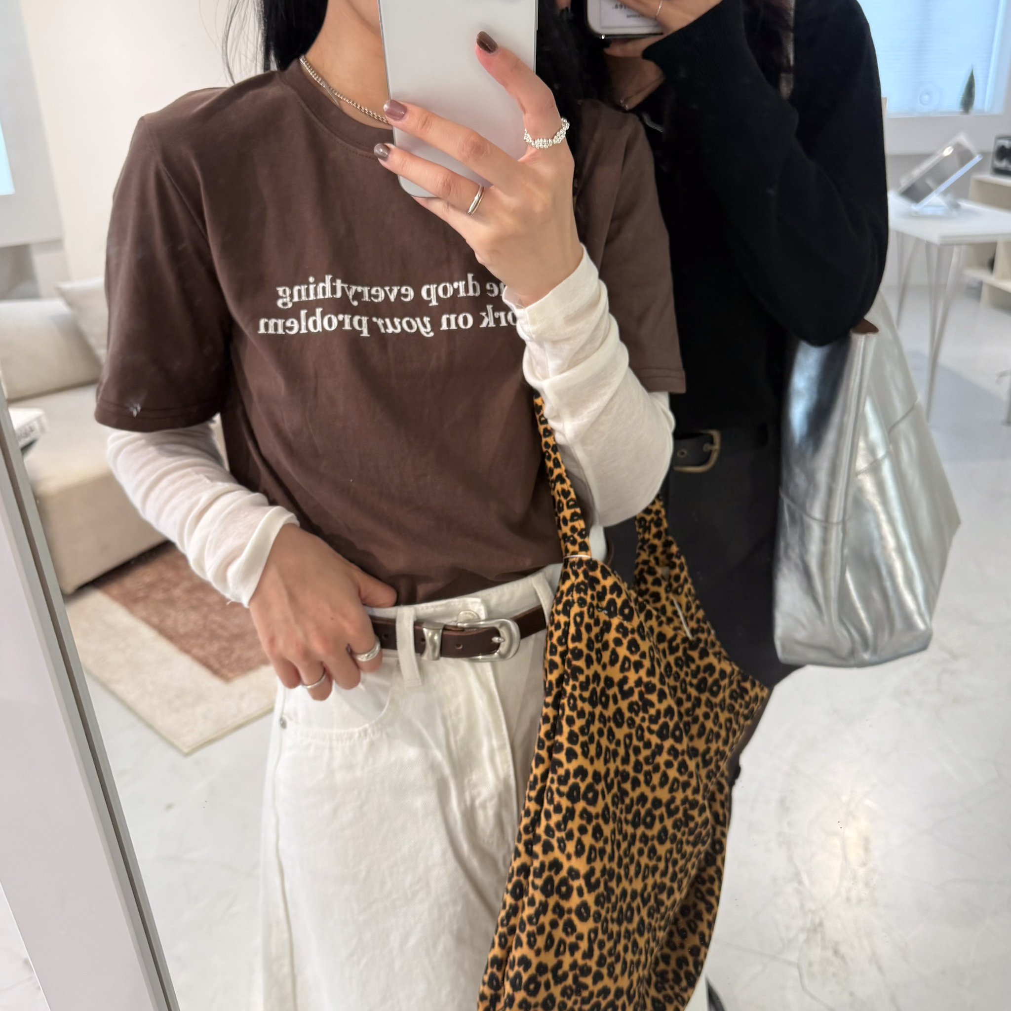 N32配色設計假兩件式上衣(咖)