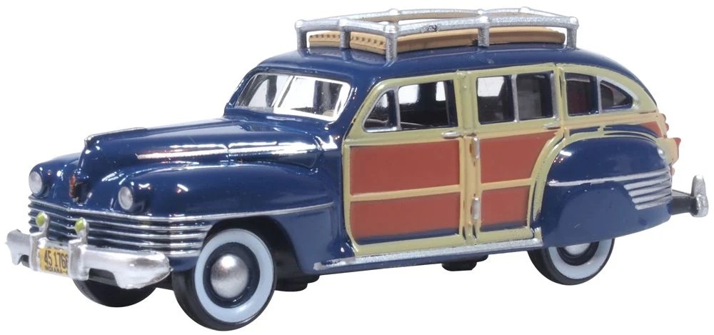 Oxford 87CB42002 HO規 1942 Chrysler Town & Country 豪華旅行車 南海藍色