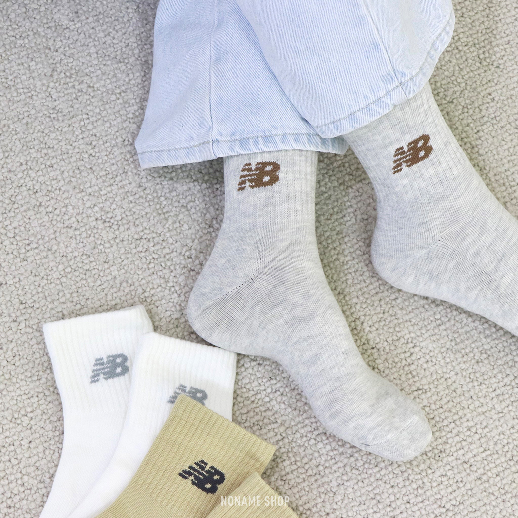NEW BALANCE NB 經典 字母 中筒襪 襪子 焦糖奶茶