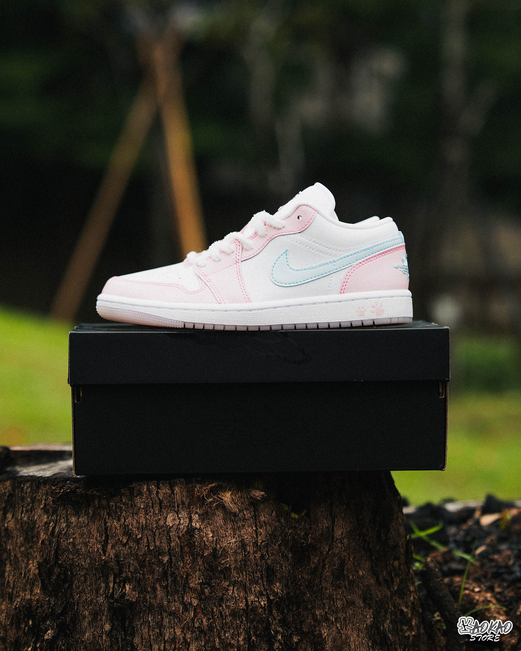 女款 NIKE Air Jordan 1 Low 粉藍 白粉藍 寶寶藍 狗腳掌 貓腳掌【HM3706-141】