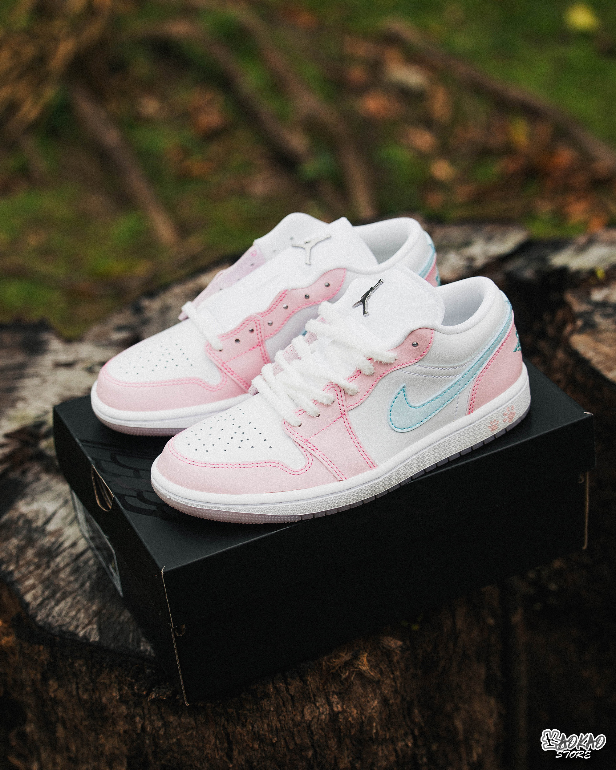 女款 NIKE Air Jordan 1 Low 粉藍 白粉藍 寶寶藍 狗腳掌 貓腳掌【HM3706-141】