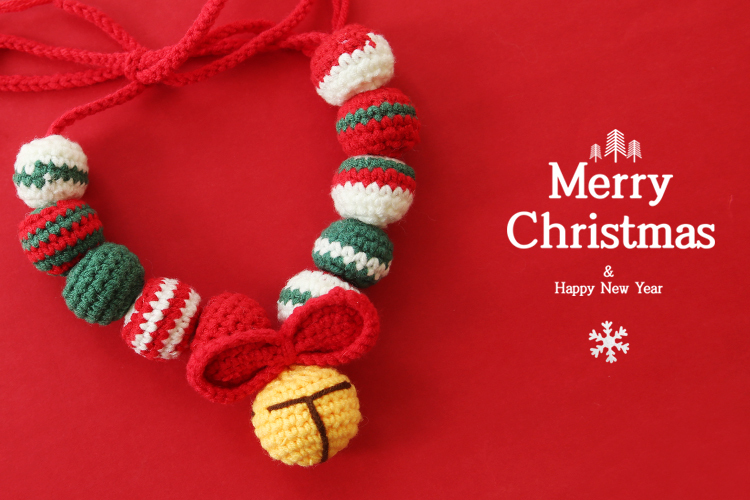 聖誕珠珠鈴鐺針織頸圈
