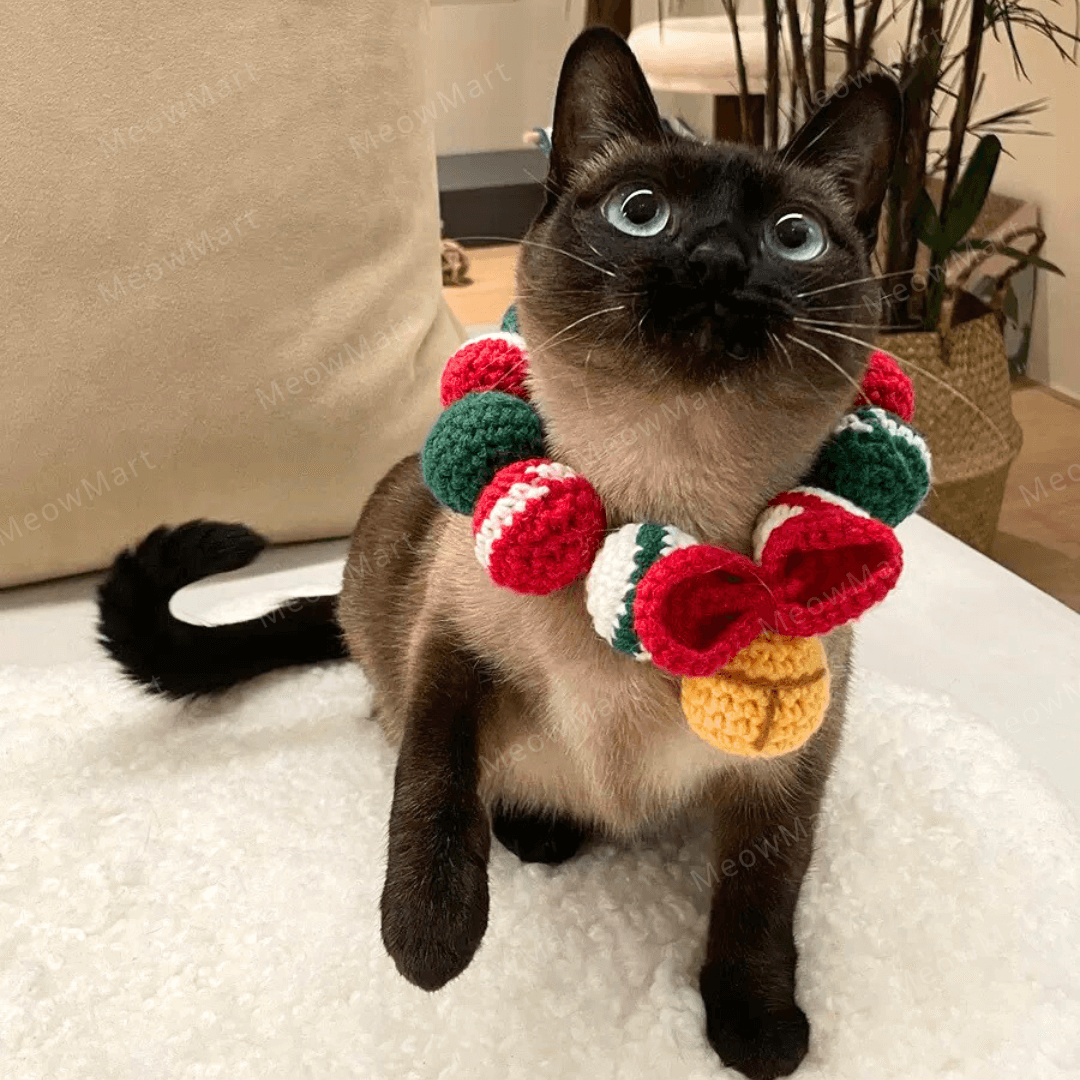 【現貨8折】聖誕珠珠鈴鐺針織頸圈 (貓狗適用)