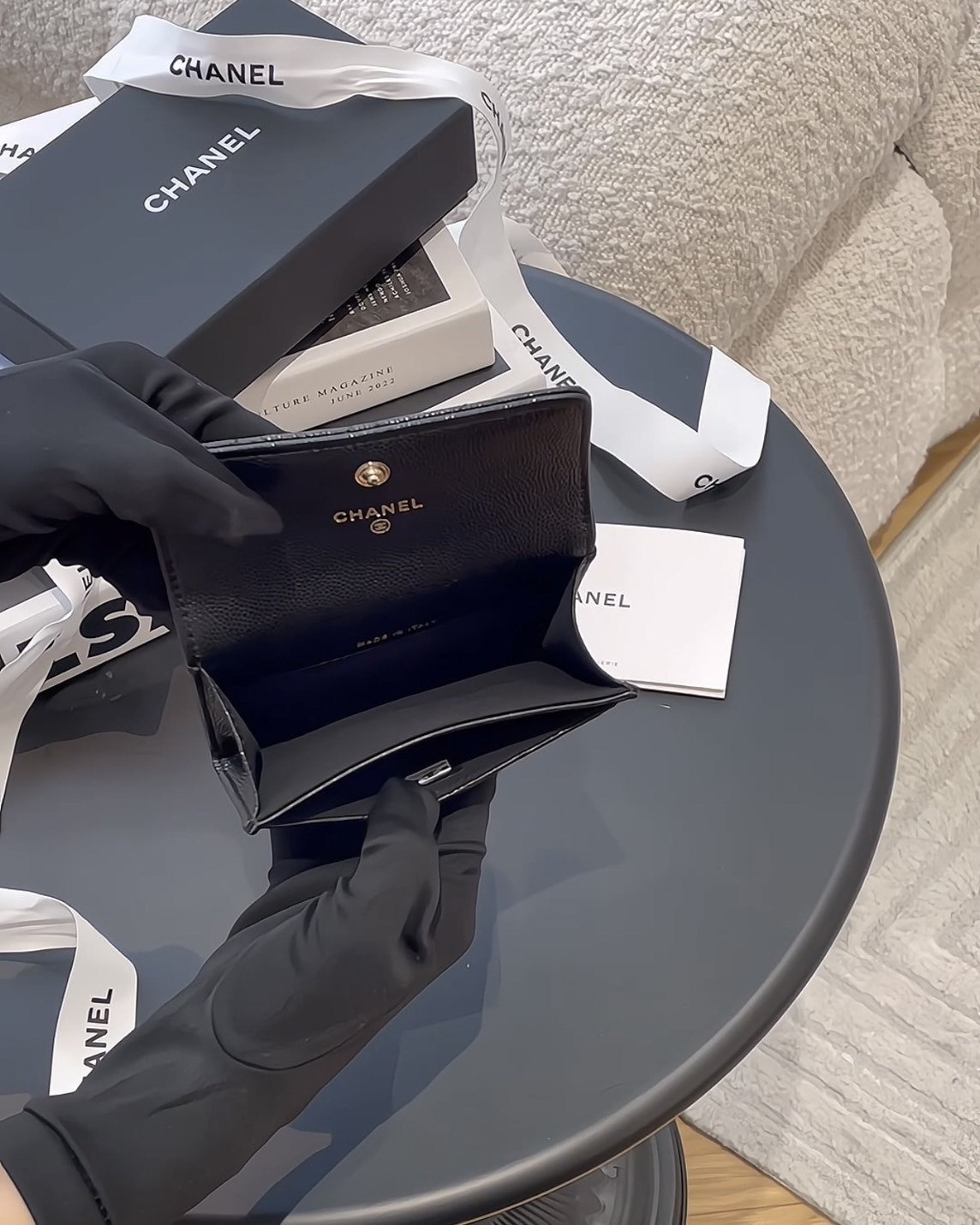 CHANEL｜24S 荔枝紋零錢卡包 黑色