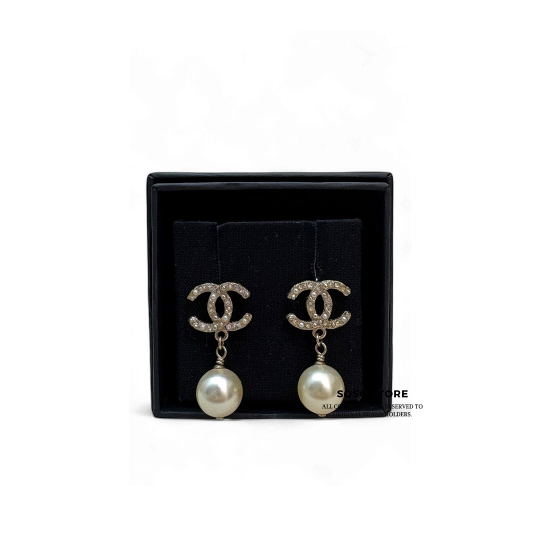 Chanel CC Crystal Earrings - Ghw