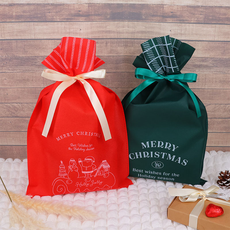 聖誕節不織布束口禮物袋/40x25cm