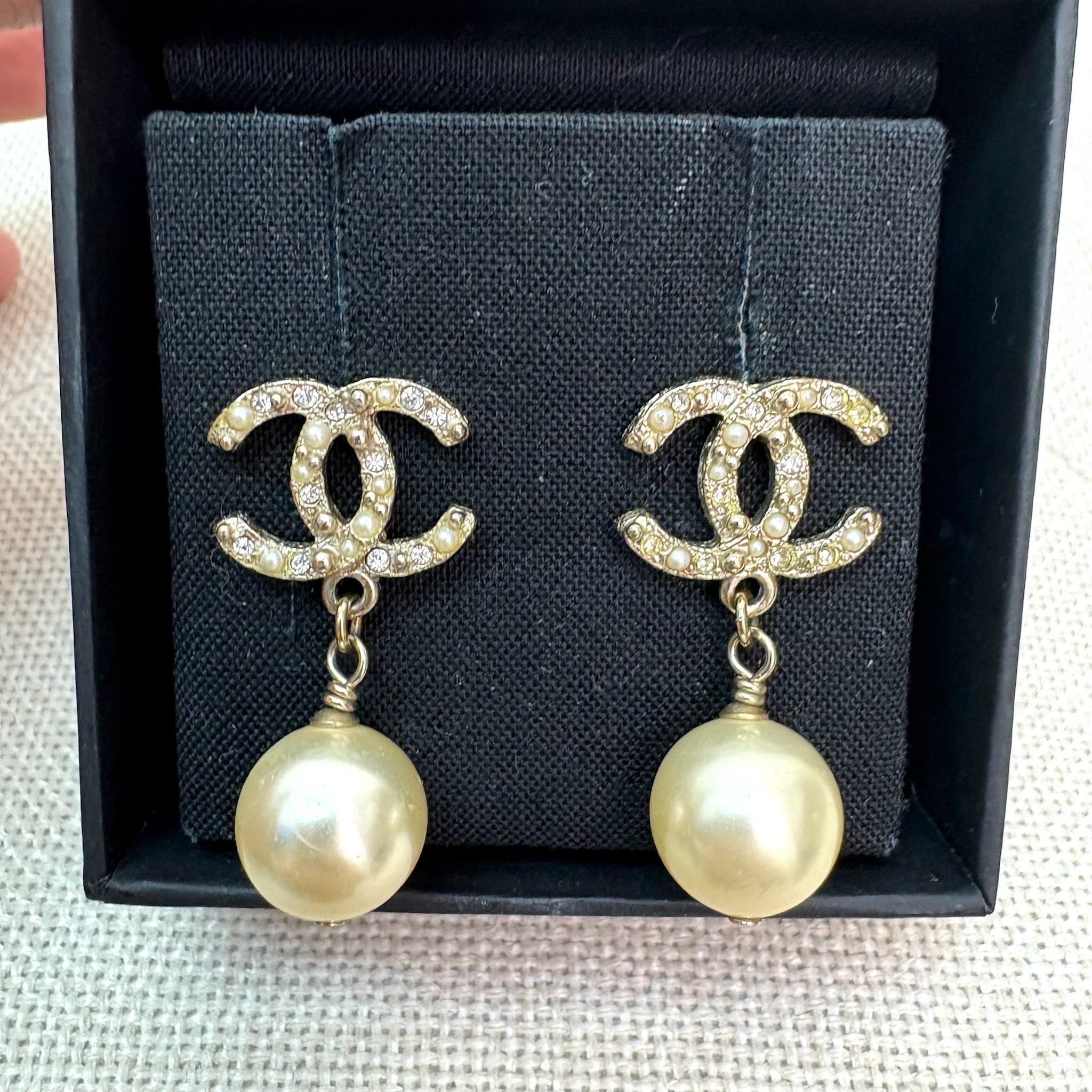 Chanel CC Crystal Earrings - Ghw
