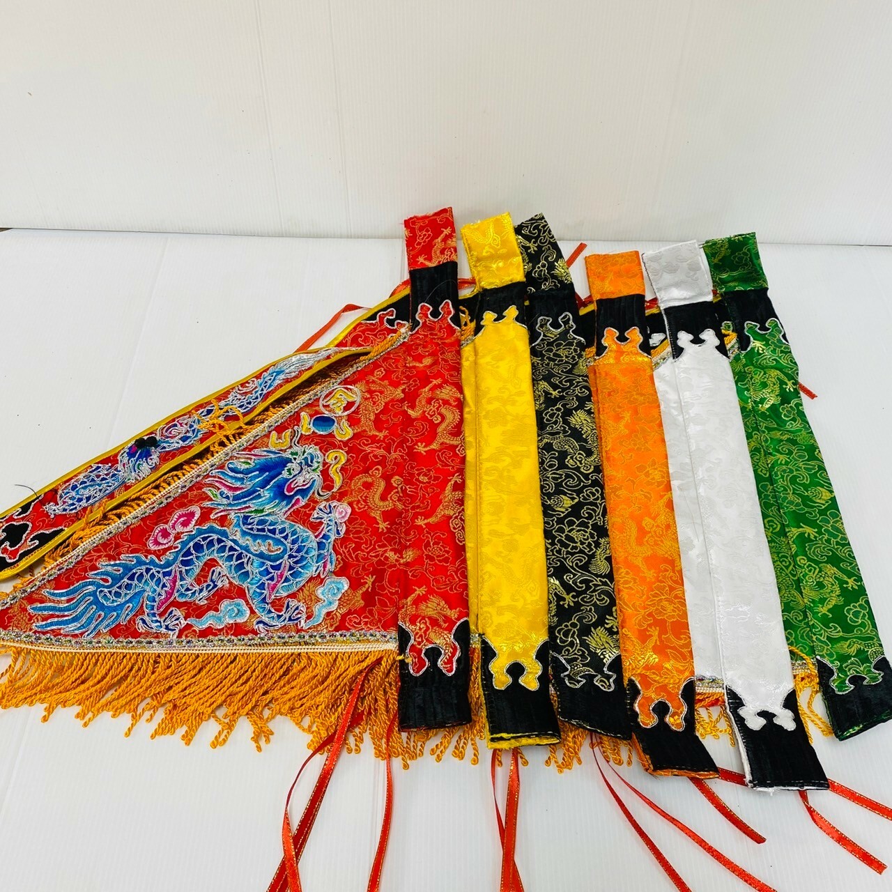 【古德】錦緞五營旗 / 雙龍令旗 高級雙面緹花布 精緻繡品 令旗繡字 五營旗 一尺/一尺三