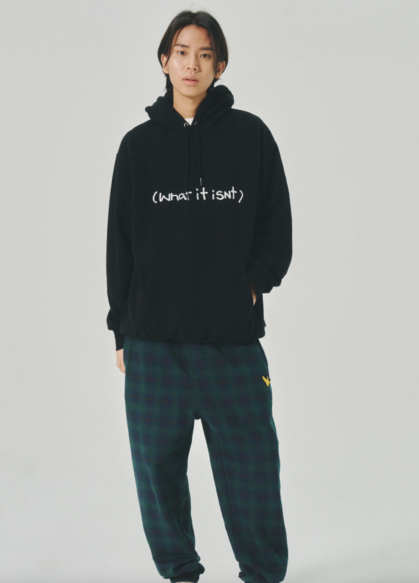 <限時接單>韓國連線🇰🇷 What it isn't 刺繡Logo帽T 長袖 秋冬 黑色/預購