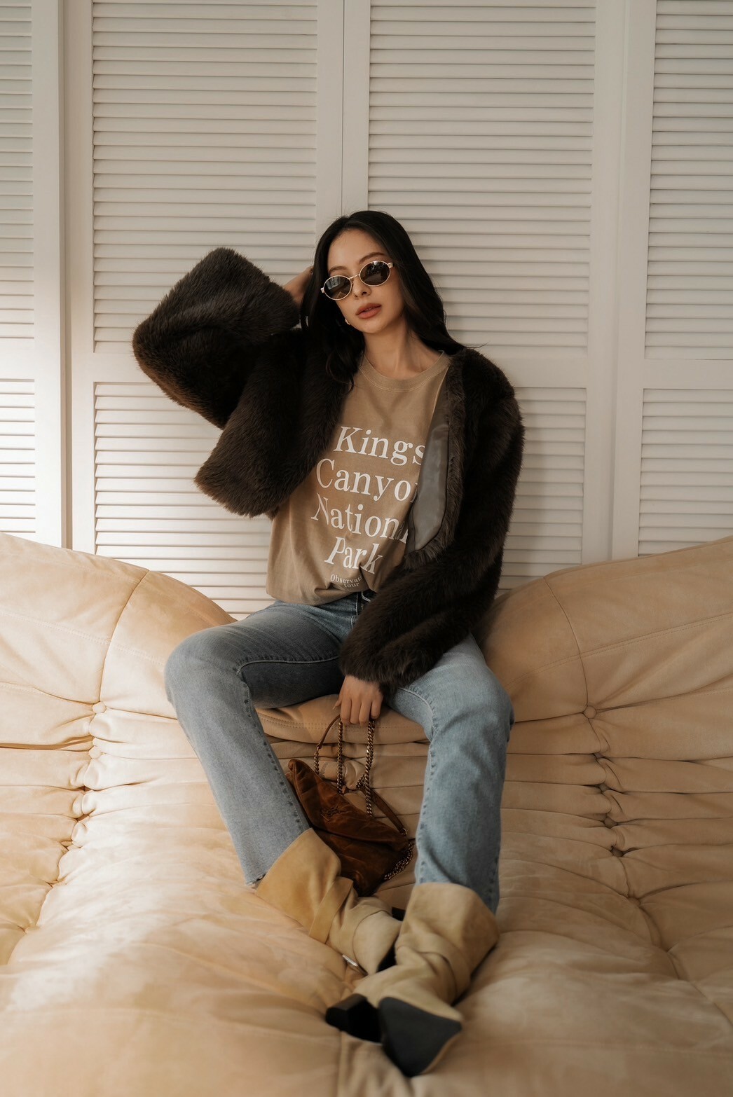 短版貴婦毛毛外套_AMISSA（深咖）