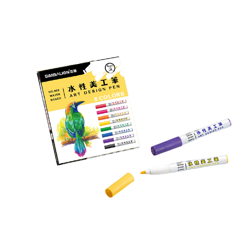 台灣 SIMBALION 雄獅 水性美工筆 8色組